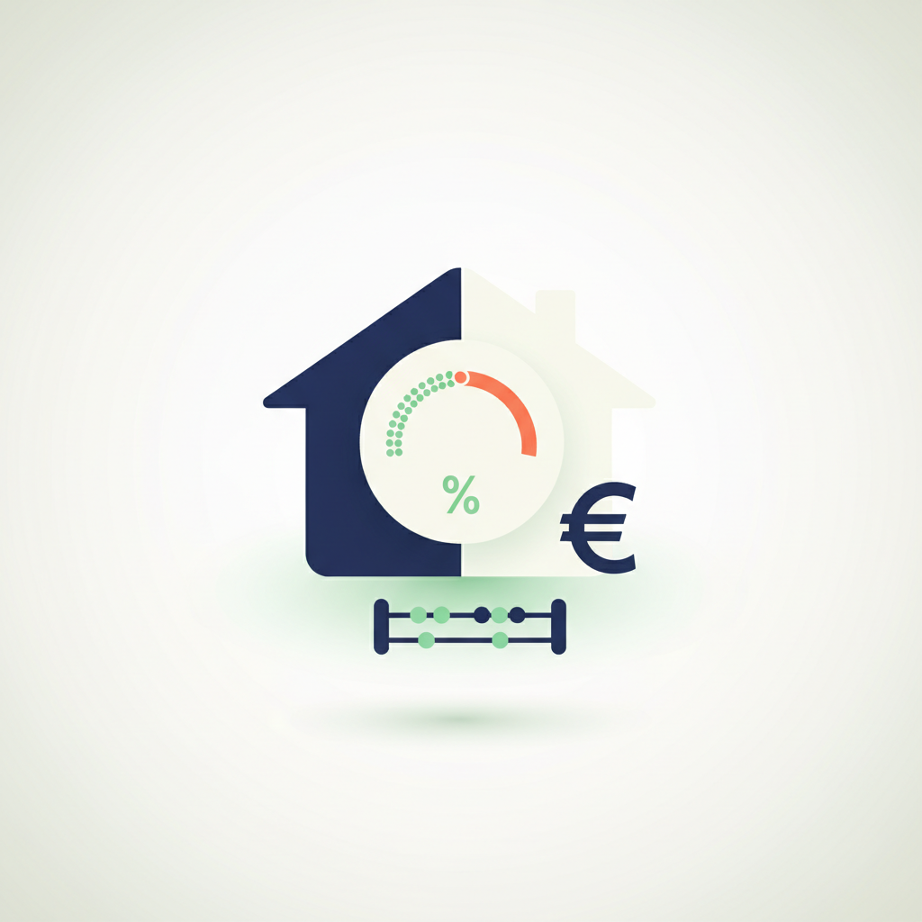 Illustratie van een huis met puntensysteem en euro-symbool voor WWS-berekening